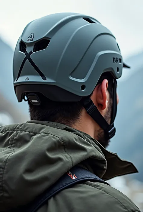 Mountain helmet with crossed arrows logo on the back 