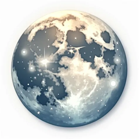 full moon, for stamp, white background, many sparkles, detailed