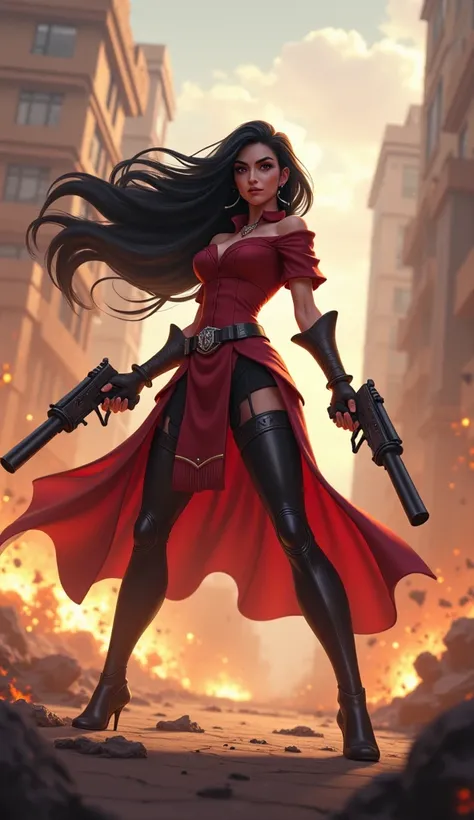 Play Samira from League of Legends animated in the middle of an epic battle