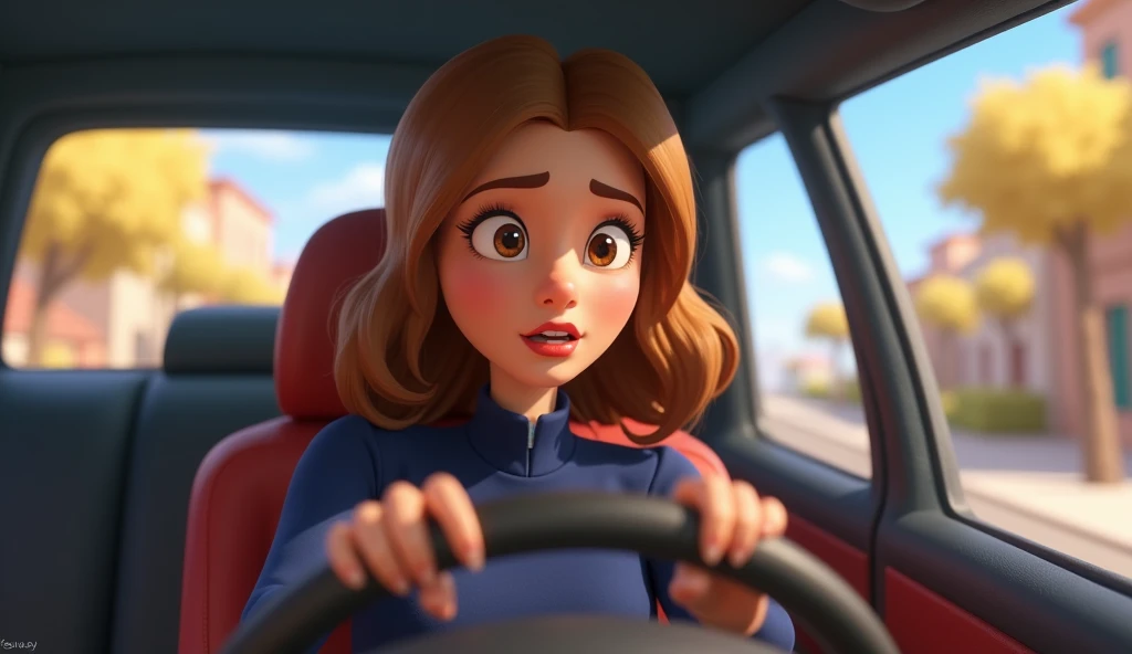 A driving girl whose face can be seen, who is narrow hearted and greedy, a negative character.The negative role in your story is a 23-year-old woman with a selfish and greedy personality. She has light brown eyes, a medium build, and medium dark blonde hai...