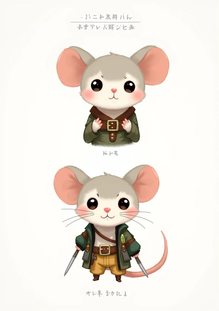 Make an adventurous hero character with the features of the mouse 