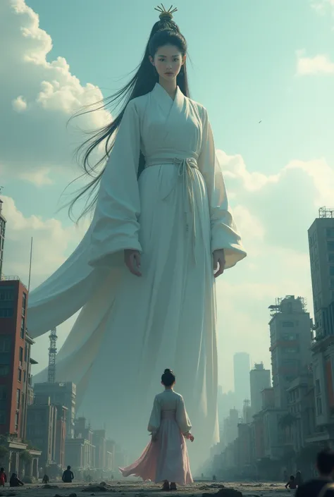 Giant girl, Korean, Real city, Towering over continent, Modern