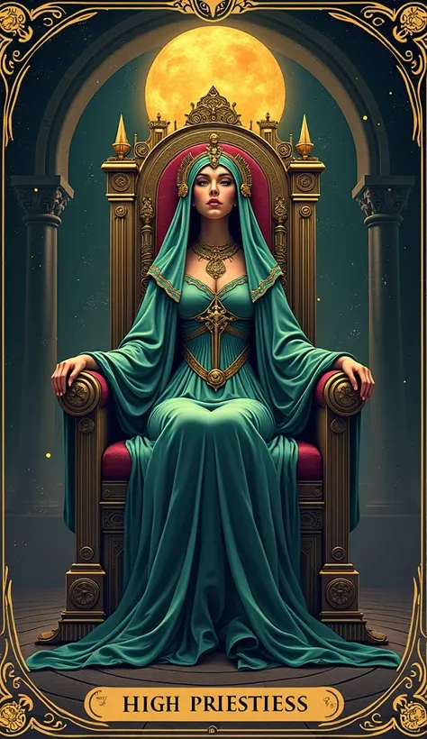 High Priestess Tarot Card (high priestess), no estilo agatha all along