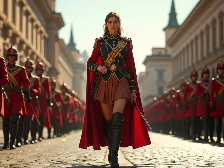  female soldier Spanish legionary, parading with her companions 