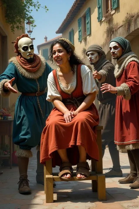 1431: A Peasant Woman on Trestles with Commedia dellArte actors 