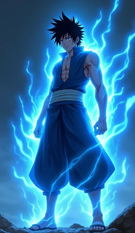 Mega glowing Sasuke with lots of glowing blue shakra