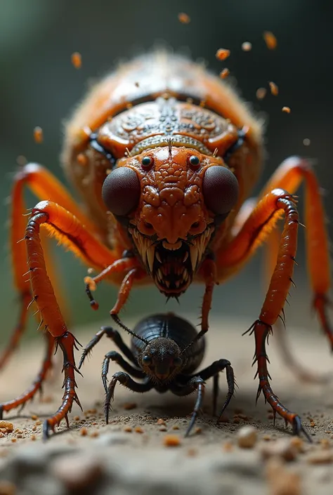 Flea squashing an insect