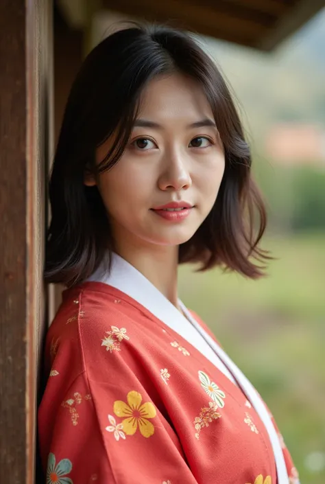 ((Top Quality, 8K, Masterpiece: 1.3)), Sharp Focus: 1.2, (Super Beautiful Face: 1.0), (Glossy Skin: 1.0), Realistic Photos, Black Hair, Realistic Pupils, Movie Lighting, Highly Detailed Eyes and Face, Movie Lighting,  (Cowboy Shot: 1.0),  (kimono, hakama, ...