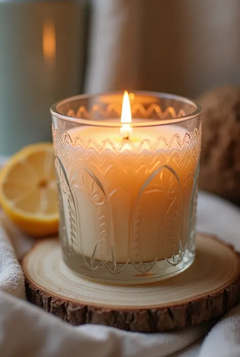 Handmade candle in a glass cup 