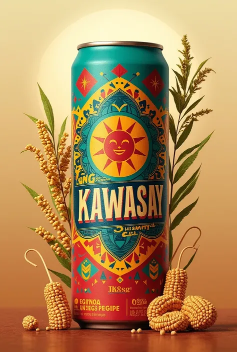 energy drink with the name KAWASAY quinoa and kiwicha and the logo of the Incas