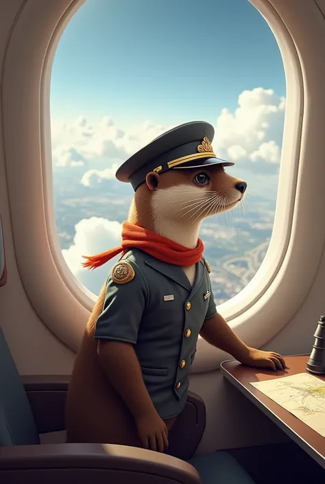 An otter is flying to Tashkent by plane