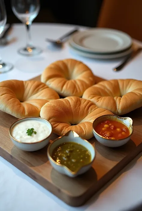 Pav bread with three dips playing for fine dining restaurant