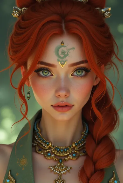 Chinese Algerian redhead with green eyes 