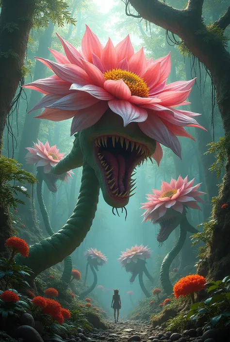 fantasy world where there are flowers that behave as monsters 