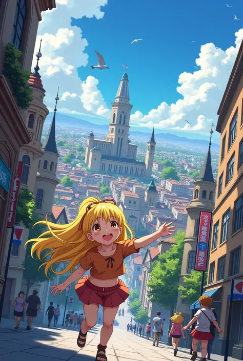 make a city named bucuresti and a yellow hair girl alexia is in it anime