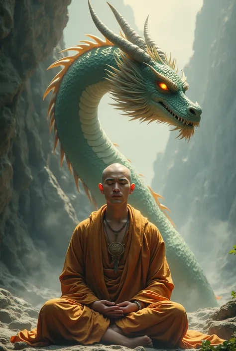 Create budhist monk with dragon