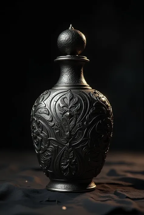 Dark Engraved embroidered civet oil perfume metallic bottle 