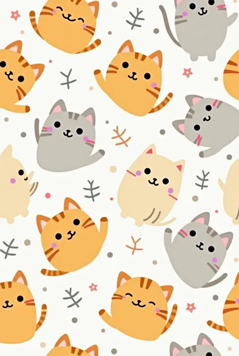 Seamless Kawaii Cute Cats Pattern