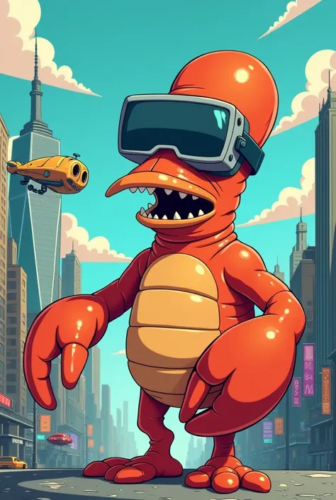 Dr. Zoidberg from Futurama with VR glasses, 