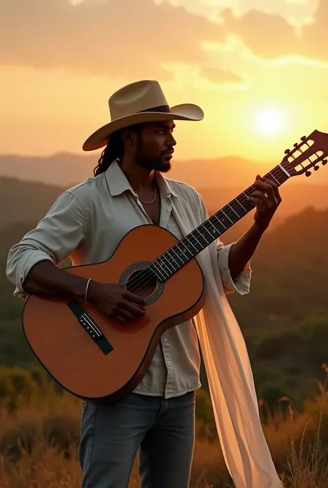 Creole guitar white scarf sunrise