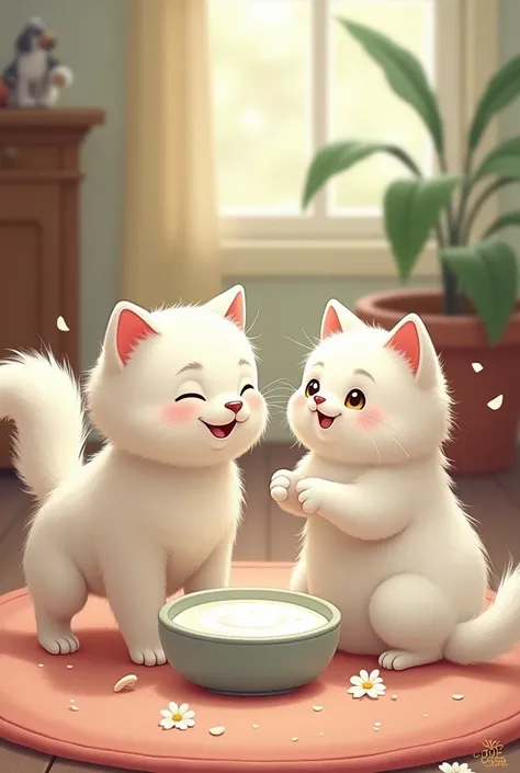 
let me sing  the white cat meow meow Look at the milk! The dog said, "What is this movement?" Cat  white snorts, leave the milk!

