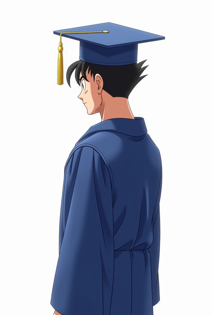 Goku wearing a graduation cap 
And his blue robe animates only the torso with a white background 