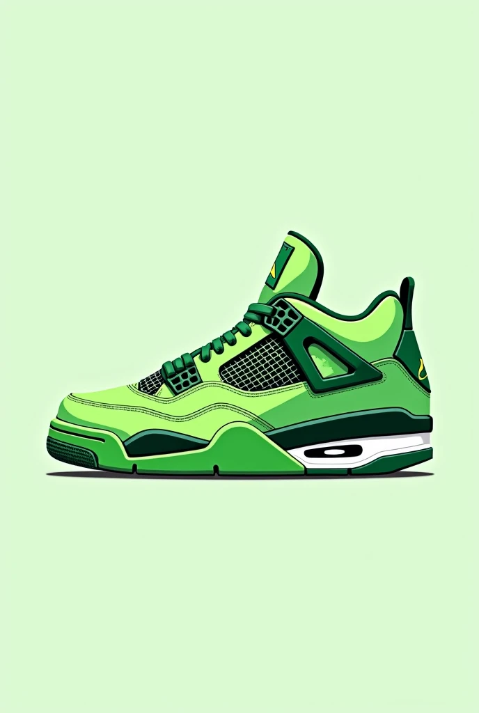 Create a Jordan 4 shoe but green in 2D for a logo
