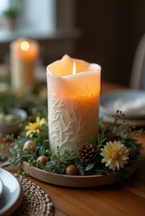 Handmade candle as a centerpiece 