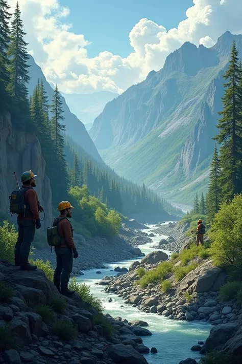  Generate a poster relating to environmental sustainability in outdoor mining work, It is important that it is only an image and that it does not contain text 