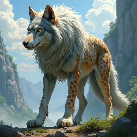 hybrid wolf with cat (epic) Detailed realistic