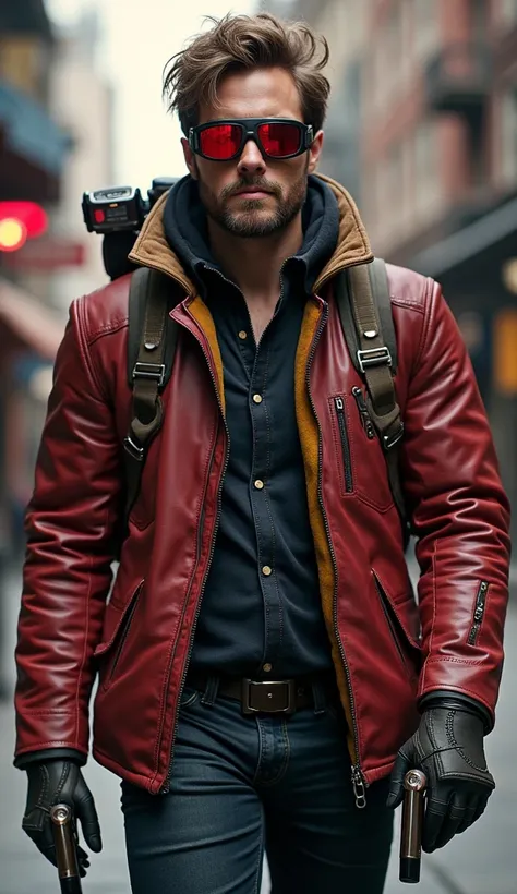 1. Clothing and Equipment: He usually wears a red or brown leather jacket, with futuristic and utilitarian details. His costume mixes elements of a retro and modern look, reflecting his personality of a space thief with a heroic heart. He also wears a mask...