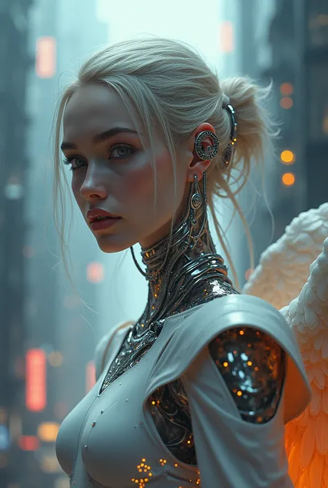 epic ralistic cyberpunk angel girl