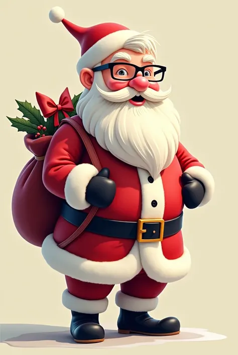 Santa Claus with glasses and gift bag , with dark glasses and vector without so much shade
