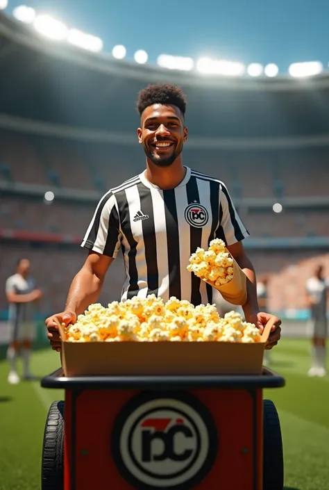 Botafogo player selling popcorn