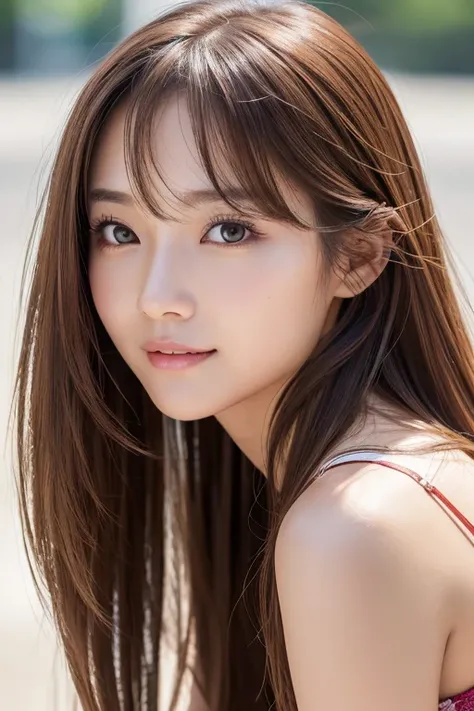  girl (masterpiece: 1.4), (8k, Genuine,  RAW Photos,  best quality: 1.4),  Japanese, (1  girl),  Facial beauty, (Genuine Face: 1.4), (Caramel Hair, Long Hair: 1.3),  beautiful hairstyle, Genuineistic Eyes,  beautiful detailed eyes , (Genuine Skin: 1.3),  b...