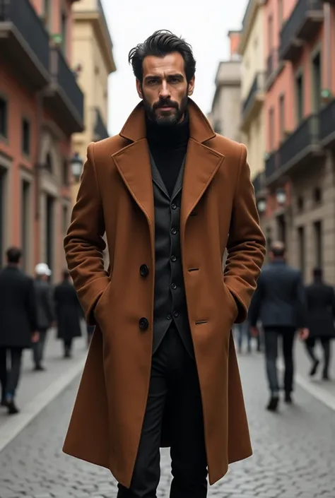 a spanish man wearing an overcoat