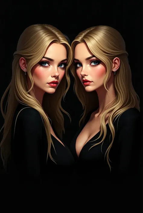 
Get the same visual sharp and dark animation style
women fair skinned and one is blonde

