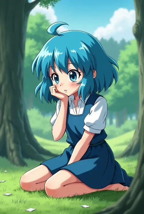 bulma kneeling