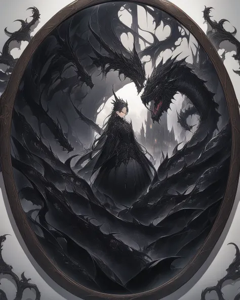 Oval mirror 、Large mirror 、 There is a black dragon in the mirror