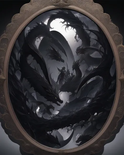 Oval mirror 、Large mirror 、 There is a black dragon in the mirror