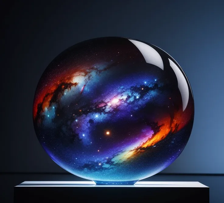  The masterpiece of glass sculpture ，There is a beautiful galaxy inside，water，The light shines ，Fantastic， High Quality ， high detail， best quality ，，4K，8k，