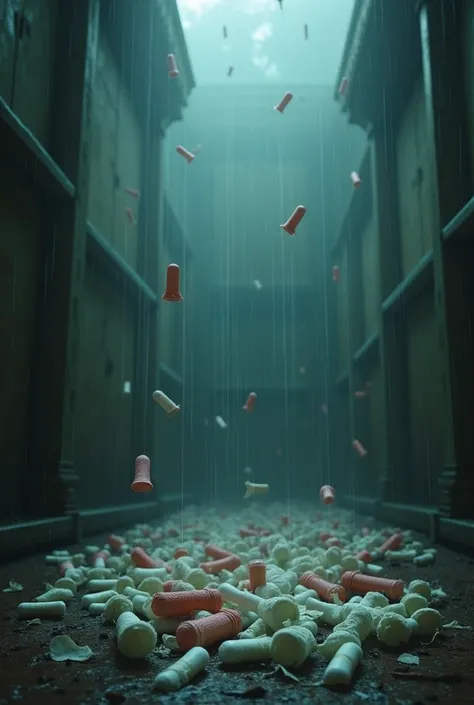 Raining used tampons