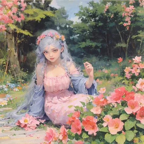  high definition , masterpiece, Flower Art、 lots of flowers 、Many flowers、 Colorful Flowers 、 colorful 、 gentle colors、Watercolor、Monet, 