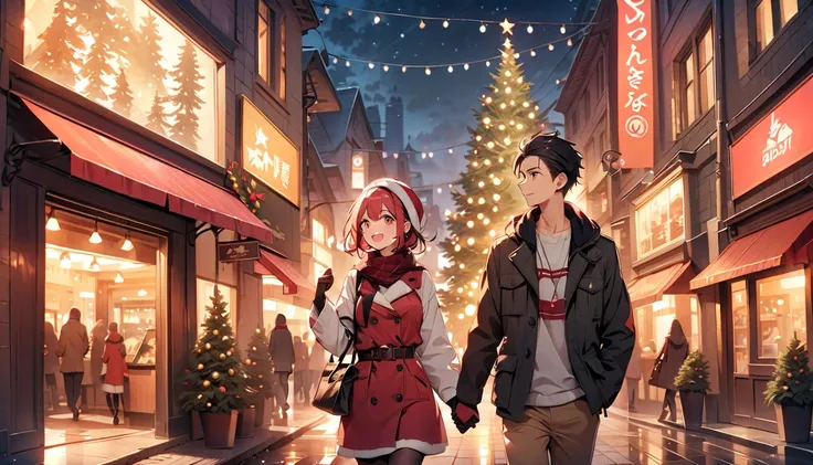 Couple spending Christmas in city