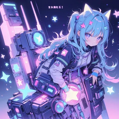 Star Fairy、 cyberpunk、 simple background、Kawaii Tech