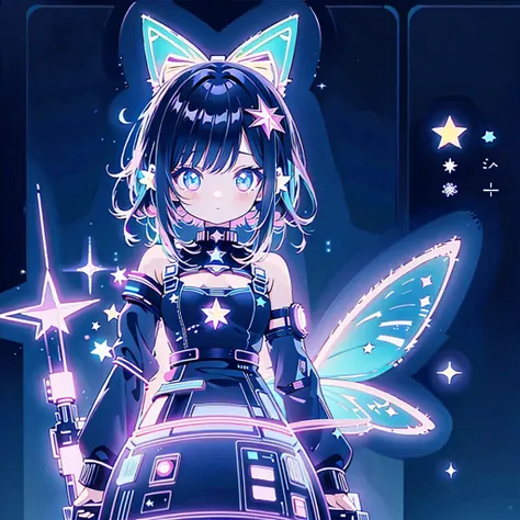 Star Fairy、 cyberpunk、 simple background、Kawaii Tech