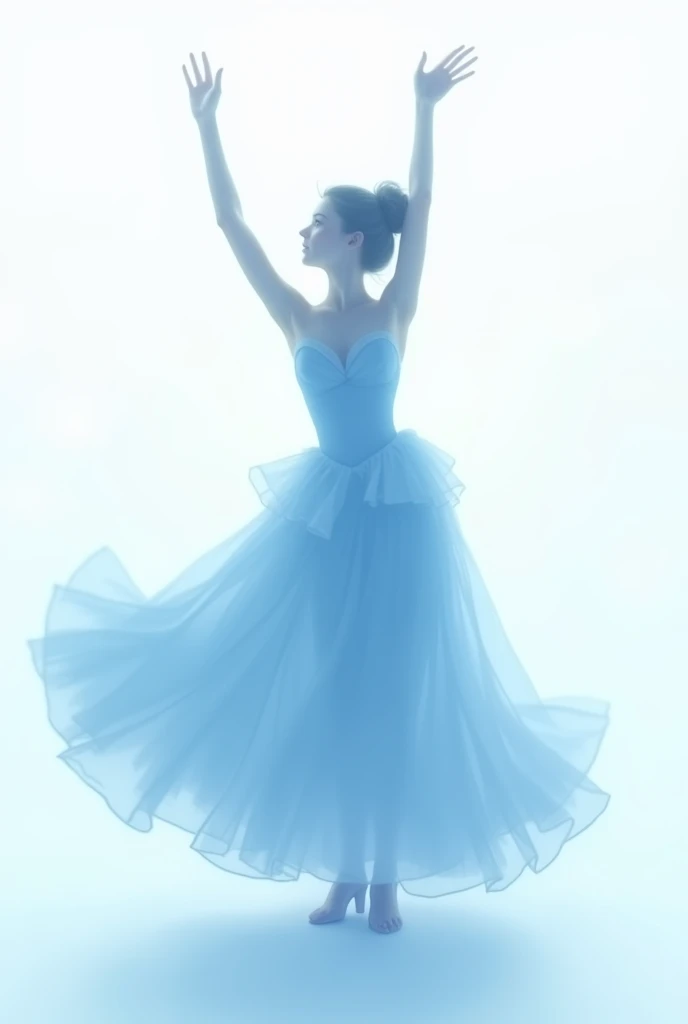 princess silhouette
light blue dress　background white
Im stretching my hands up
