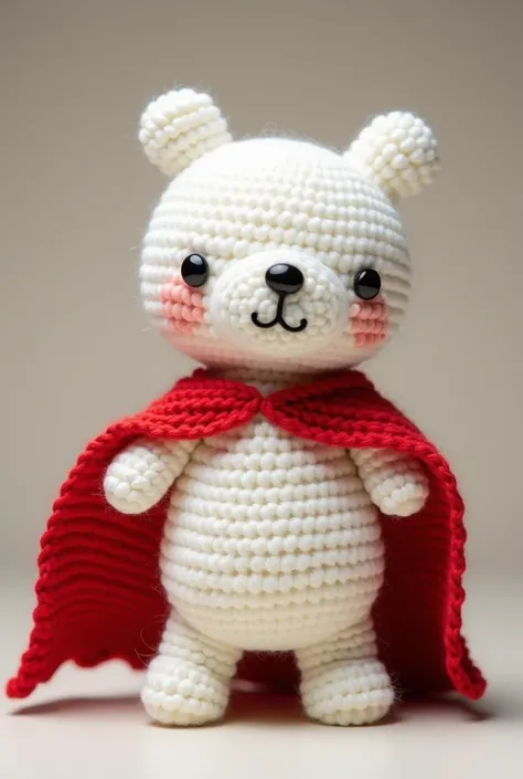 Amigurumi white and red wrinkled super hero cape
