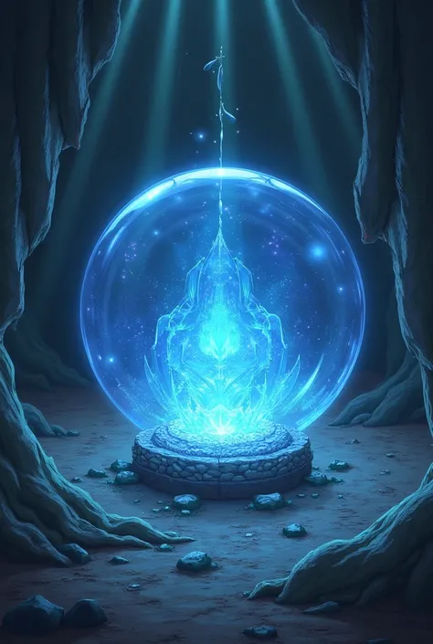 (( better quality )), (( masterpiece)), ((Detailed)), (( high definition)) a gagic crystal sphere ,  in anime style . Estilo anime isekai y  science fiction .  science fiction .  In the background the interior of a war tent. simple.