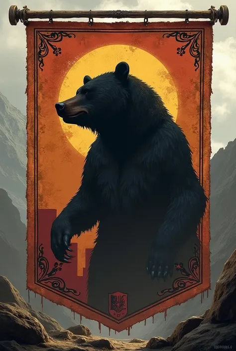 Bear silhouette medieval banner
